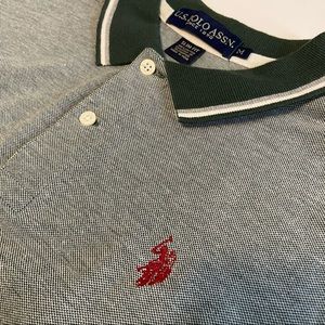 Polo shirt with small logo on upper left front